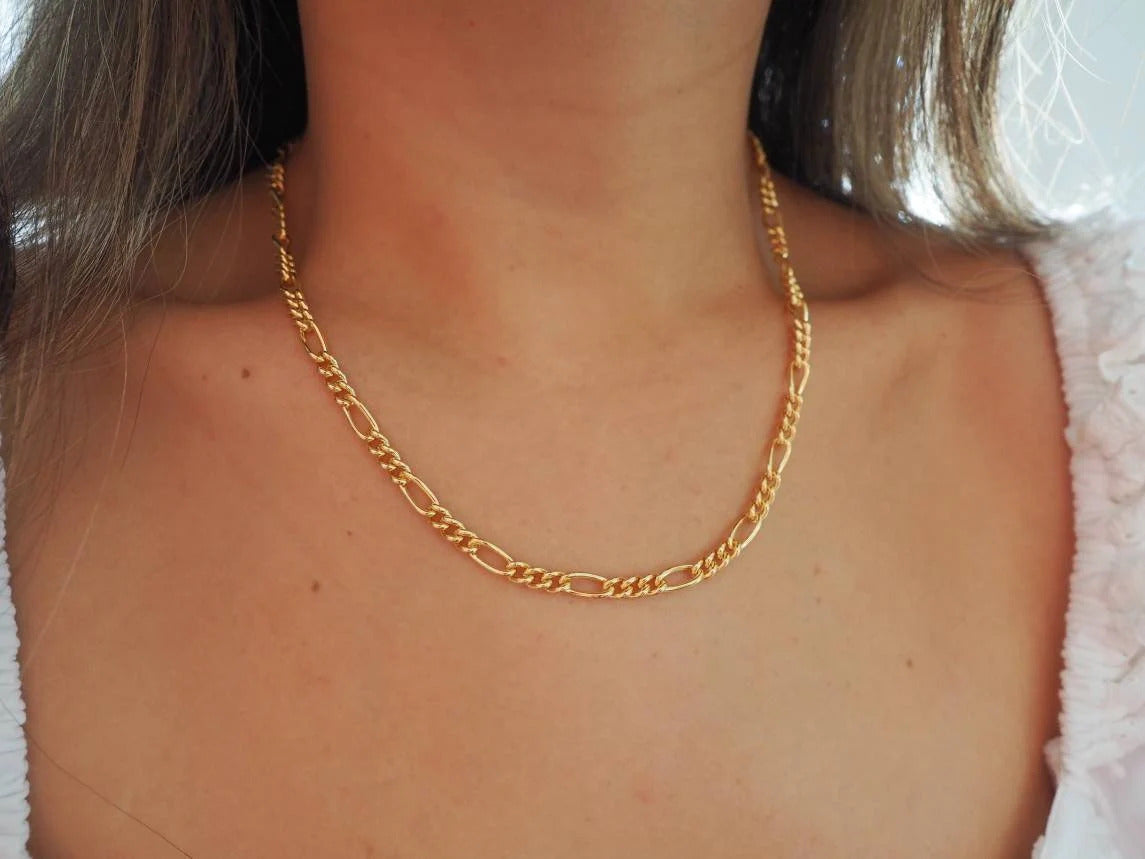 14k Gold Filled Figaro Chain Necklace | Thick