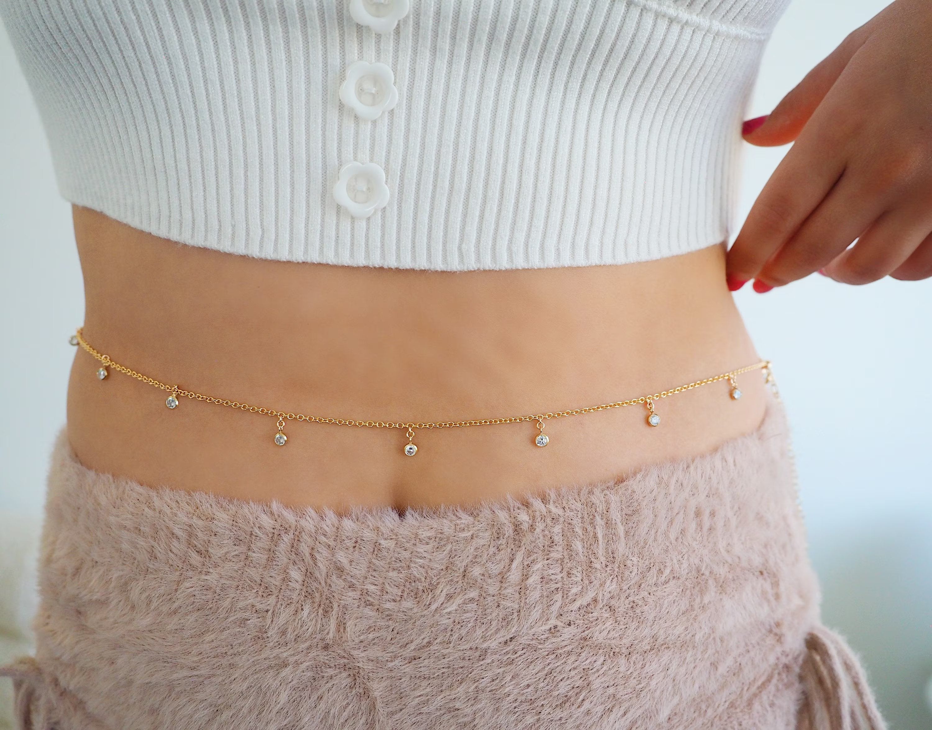 14k gold shop belly chain