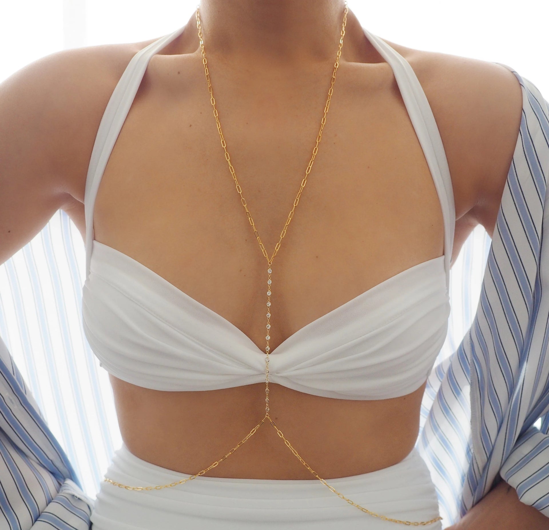 14k Gold Filled Coin Line Double Layer Body Chain Bra | VERSION 2.0